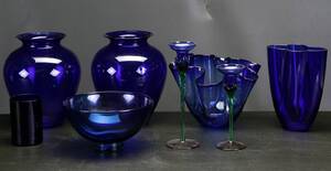 Samling af blåt glas 7