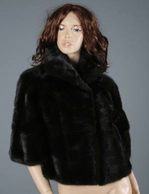 SAGA Bolero i mørkbrun mink, str. ca 3840