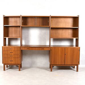 BOKHYLLA MED VITRINDEL, teak, 196070-tal.