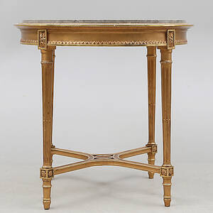 BORD med stenskiva, gustaviansk stil, gulddekor, 1900-tal.