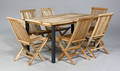 Havemøbler. Teak havebord samt seks klapstole, teak 7