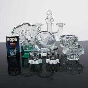 PARTI KONSTGLAS, 9 delar, bla Iittala och Kosta