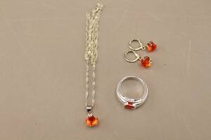 Halskedja med hänge, ring och örhängen 1 par i silver