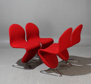 Verner Panton, stolar modell C, System 1-2-3, ull 4