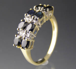 Safir og diamant ring Frit valg af ringstørrelse.