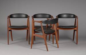 Karmstolar, teak och konstskinn 4