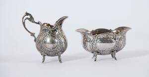Gräddkanna och sockerskål, silver, 1900-tal