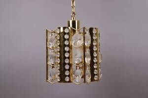 Taklampa, mässing och glasprismor