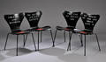 Arne Jacobsen 1902-1971. Sæt på fire sortmalet stole, model 3107. 4