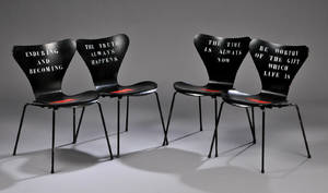 Arne Jacobsen 1902-1971. Sæt på fire sortmalet stole, model 3107. 4