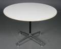 Charles Eames Cirkulært bord m. plade i hvid laminat, sort alu. stel