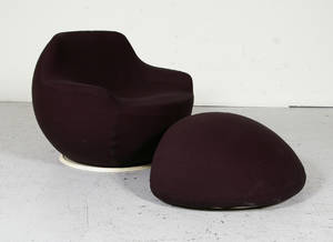 Fåtölj med fotpall, troligen Sormani