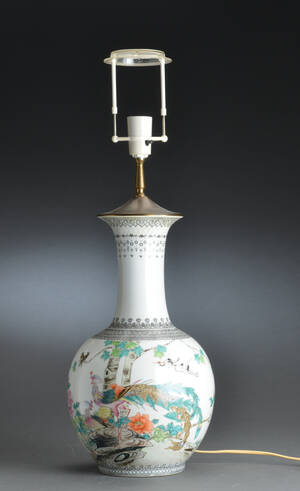 Kinesisk bordlampe af porcelæn, 1900-tallet