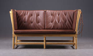 Hyndesæt til Børge Mogensens tremmesofa, model 1789, bruntcognacfarvet læder