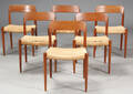 Niels O. Møller. Seks spisestole, model 75, teaktræ 6