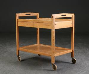 Serveringsvogn af fyrretræ, 1960erne