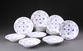 Royal Copenhagen. Musselmalet, riflet. Desserttallerkener 16