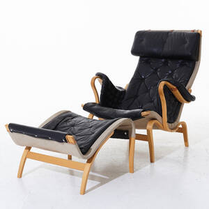 Bruno Mathsson Pernilla fåtölj med fotpall