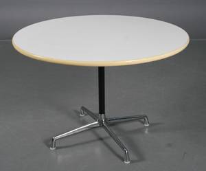 Charles Eames Cirkulært bord med plade af hvid laminat, Ø. 106cm