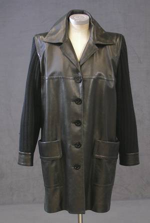 Yves Saint Laurent, Jacke, Leder mit Strickärmeln in Schwarz, Gr.3638