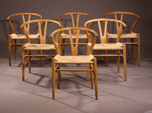 Hans J. Wegner 1914 - 2007. Sæt på seks Y-stole, model CH-24. 6