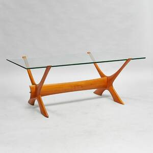 Soffbord, Teak samt skiva i glas