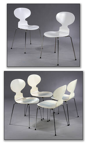 Arne Jacobsen. Sæt på seks stole, model 3101 Myren. 6 