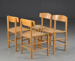 Børge Mogensen. Sæt på fire Folkestolen stole  shakerstole, bøg. 4