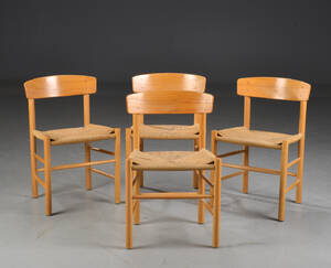 Børge Mogensen. Sæt på fire Folkestolen stole  shakerstole, bøg. 4