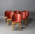 Offecct, stolar, röd klädsel, 6 st 