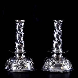 LJUSSTAKAR, 1-par, silver, GAB, Barockstil, 1945.