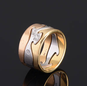 Georg Jensen. Fusionsring, 18 kt. guld med brillanter, 0.16 ct.