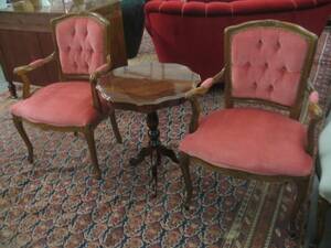 Karmstolar, 1 par  bord intarsia