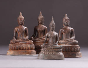 Sidddende Buddha af bronze, Thailand 4