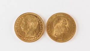 Danmark Guldmønter 20 kr 1876 og 1910 2 