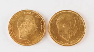 Danmark Guldmønter 20 kr 1877 og 1913 2