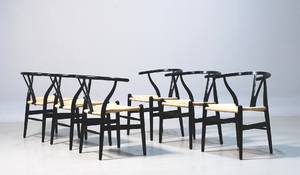 Hans J. Wegner 1914 - 2007. Sæt på seks Y-stole, model CH-24. 6