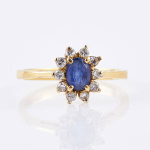 Ring 18 k guld safir diamanter