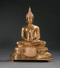 Thailandsk gylden bronze buddha