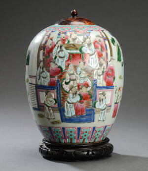 Kinesisk lågkrukke af porcelæn, 181900-tallet.  Denne vare er sat til omsalg under nyt varenummer 4589832