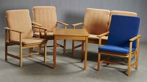 Børge Mogensen. To-pers. sofa, tre stole samt bord 5
