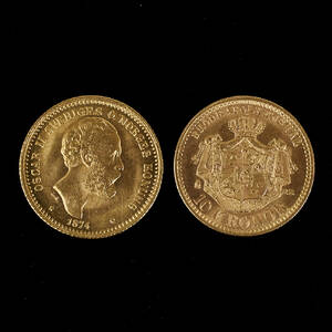 Mynt guld Oscar II 2 st