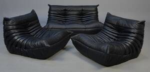 Michel Ducaroy. Lounge sofasæt, model Togo, sort læder 3