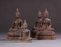 Fire stk. Buddhafigurer af patineret bronze 4