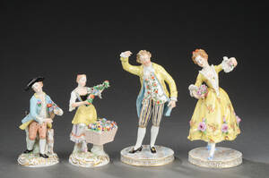Samling tyske porcelænsfigure i rokokostil 4