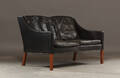 Børge Mogensen 2-pers. sofa med sort læder, model 2209 