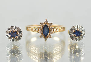 Set med Ring och Örhänge med safir o diamanter 3