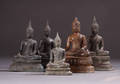 Fem stk. Buddhafigurer af patineret bronze 5