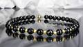 Onyx Collier mit Goldperlen
