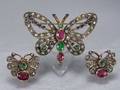Vintage Brosche und Ohrstecker in Form eines Schmetterling  3 